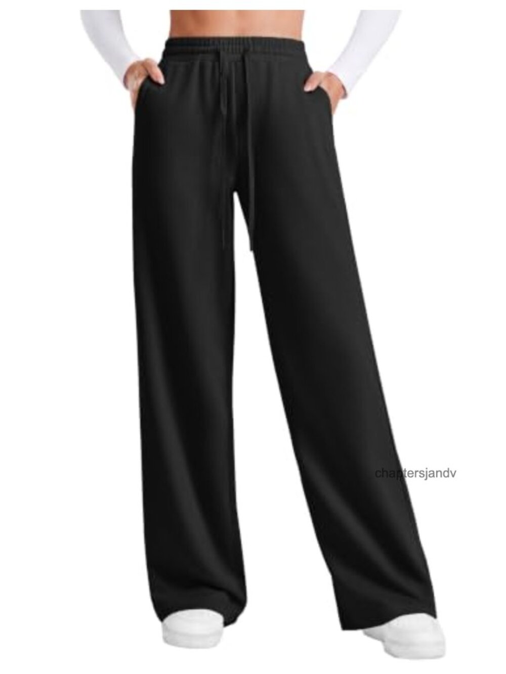 Women's Wide Leg High Waisted Sweatpants Drawstring Pockets Petite Tall